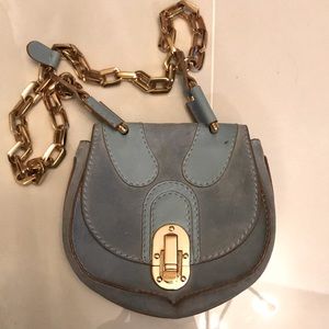 Vintage Chloe light blue suede mini shoulder bag